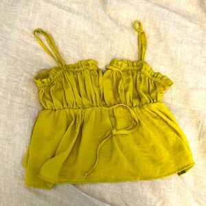 American Eagle Lime Green Empire Style Cropped Tank Top - Small